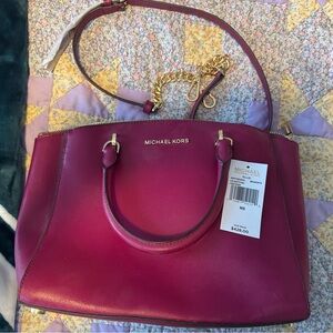 Michael Kors Fuchsia Satchel with Gold Accents